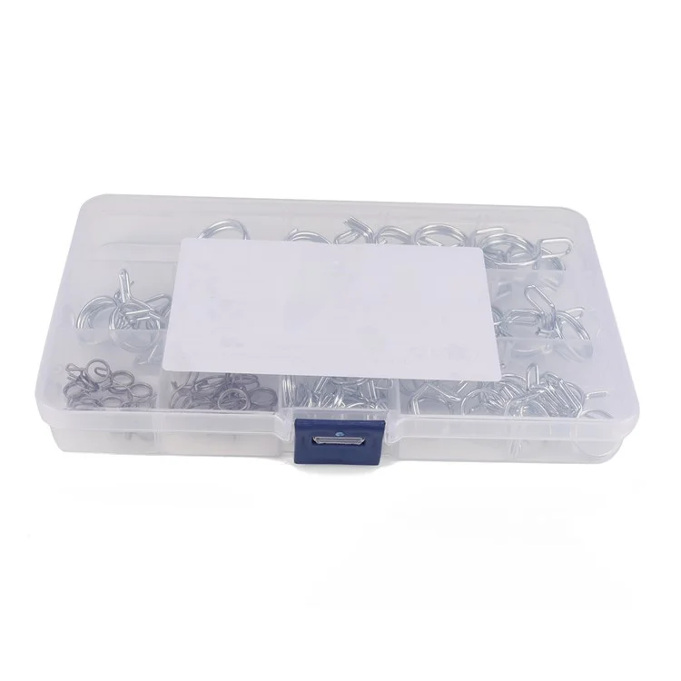 A2389 70Pcs 6-18 Assorted Double Spring Tube Clip Clamp avec boîte de rangement