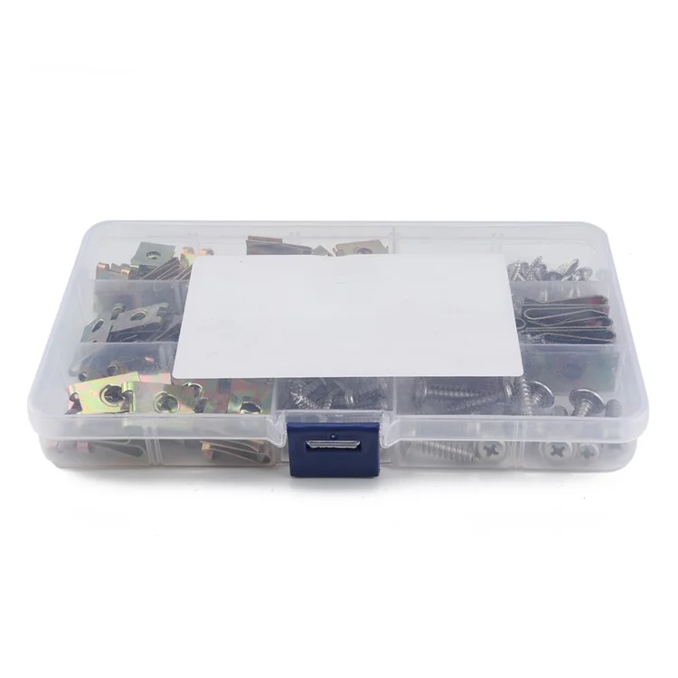 A2735 170Pcs U Type Clip Nut and Screw Assortment + Box for Motorcycle Car