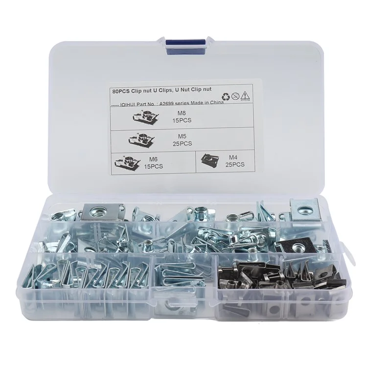 A2699 80 pièces M4 M5 M6 M8 U Écrou Clamp Attache Rapide Kit d'assortiment