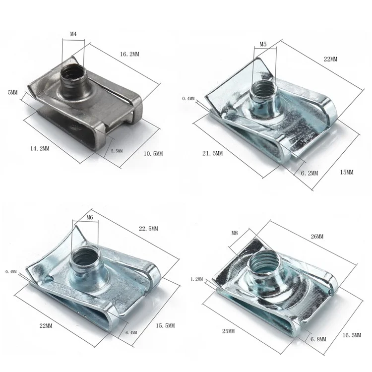 A2706 200 pièces M4 M5 M6 M8 Assortiment de fixation rapide U Nut and Bolt avec boîte
