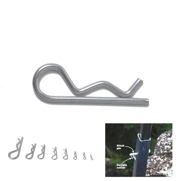 A1226 100 Pièces Acier au Carbone Type R Goupille d'Attelage Tracteur Clip Goupille Fendue Assortiment 