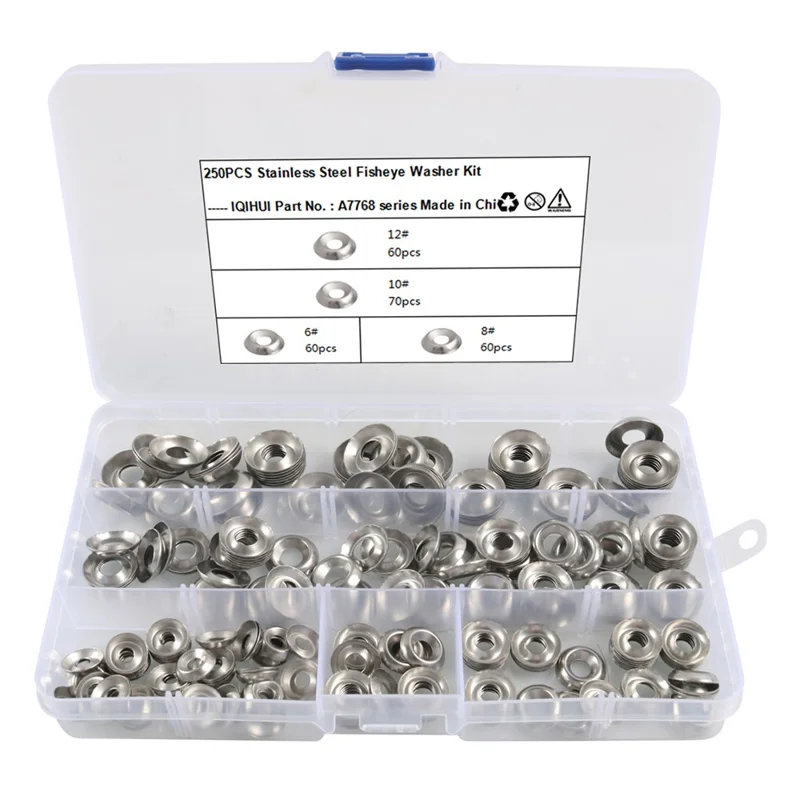 A7768 250Pcs 304 Stainless Steel Countersunk Finish Cup Washers Gasket Fasteners