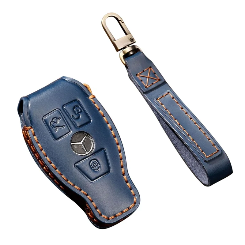 HALLMO C017 for E300L Car Cowhide Leather Key Protective Cover Anti-scratch Key Case - Blue