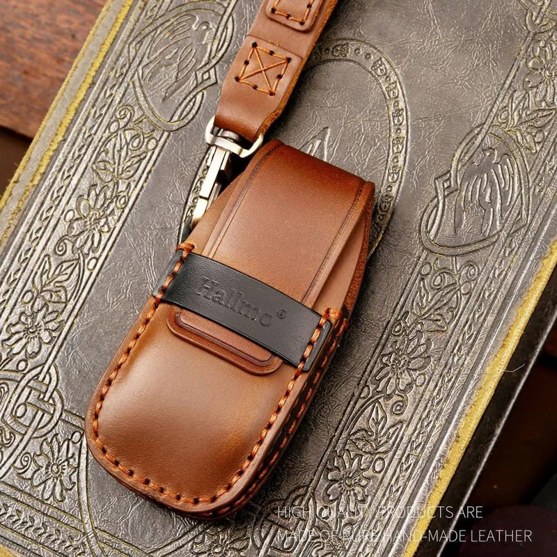 HALLMO C017 for E300L Car Cowhide Leather Key Protective Cover Anti-scratch Key Case - Blue