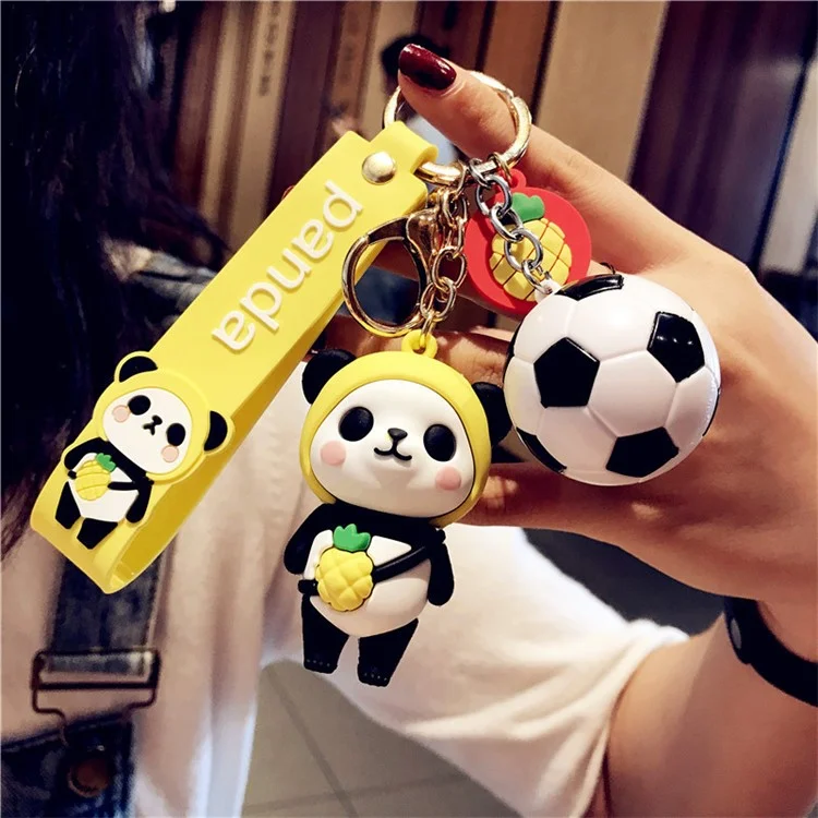 Cute Panda Soccer Pendant Car Key Keychain Bag Pendant Hanging Ornament - Pineapple Panda