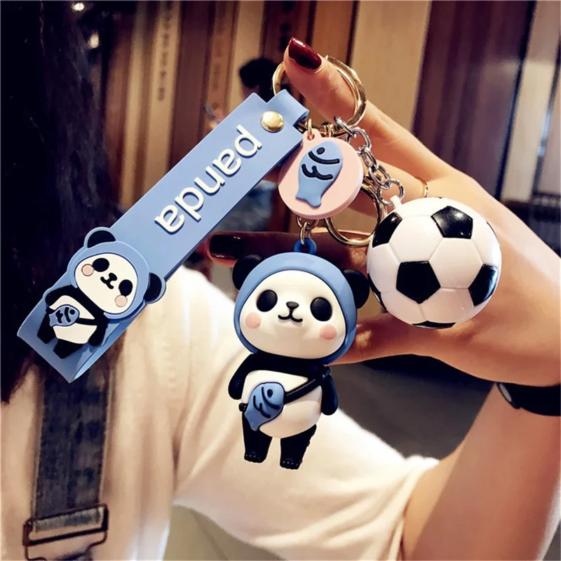 Cute Panda Soccer Pendant Car Key Keychain Bag Pendant Hanging Ornament - Fish Panda