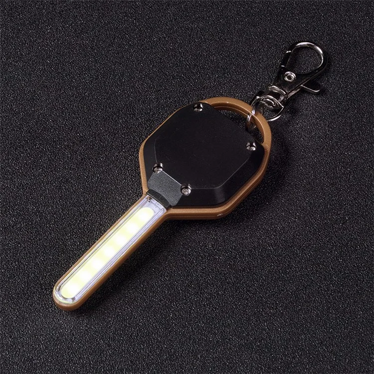 Mini LED Flashlight Keychain Portable LED Night Light Key Shaped Camping Emergency Lighting Illuminating Tool - Or