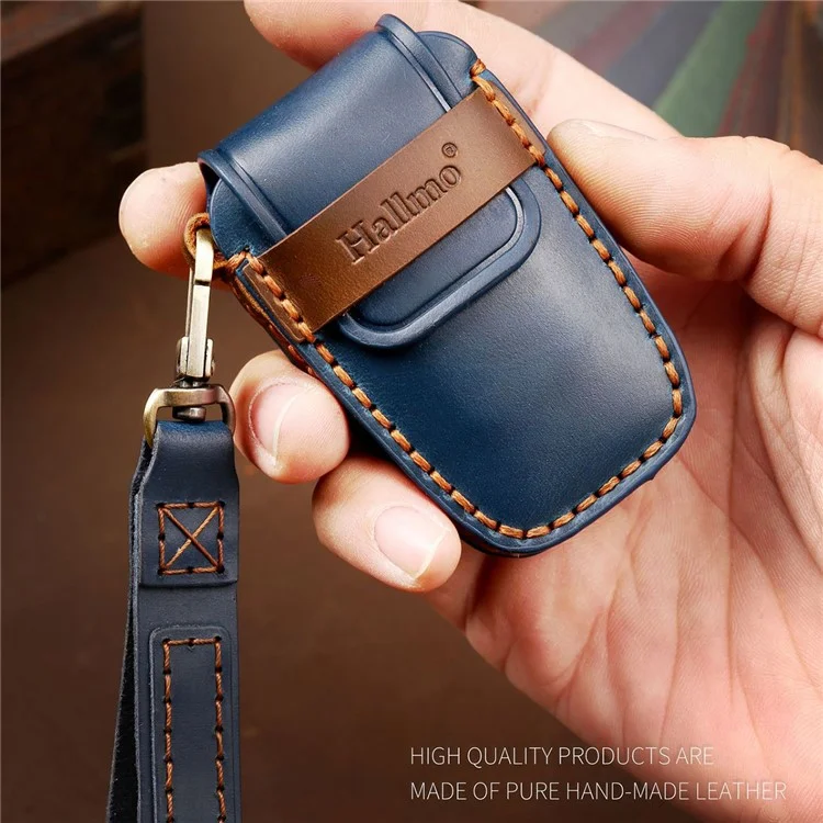HALLMO Car Remote Key Cover für C005 18, Toyota 2-Schlüssel Crazy Horse Rindsleder Schutzhülle - Braun