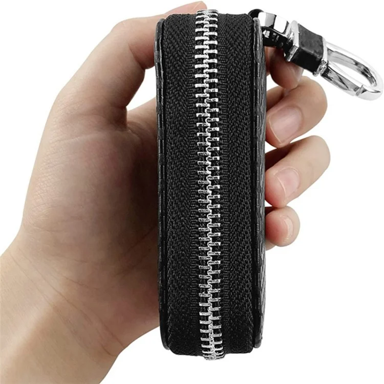 Carbon Fiber Leder Auto-Fernbedienungskey-Schutz RFID-Signalblockierende Tasche Auto-Sicherheit Diebstahlschutz Tasche - Schwarz