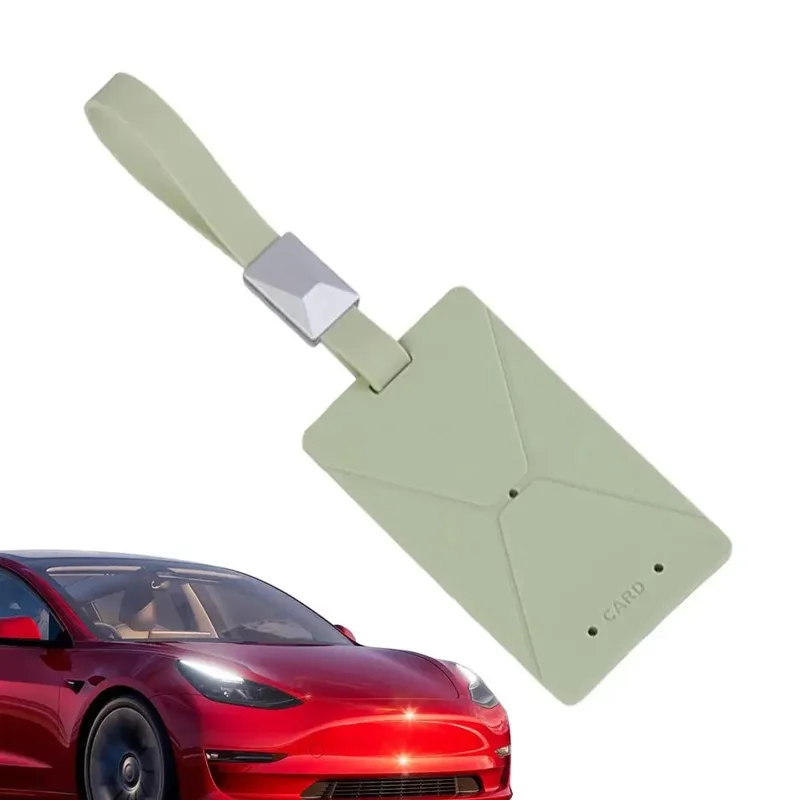 TSL937 Model 3 / Y Card Key Holder TPE Protective Case with Key Chain - White