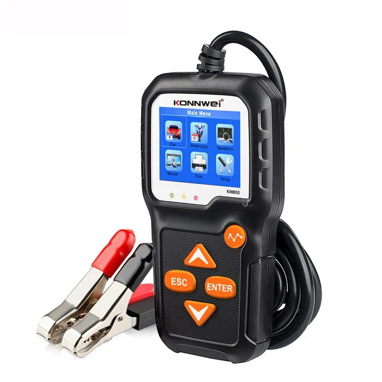 Konnwei KW650 6-12V Auto Motorcycle Tester Chargging Strutt Tead Strumento Dell'analimer Cattere da 100 a 2000 CCA