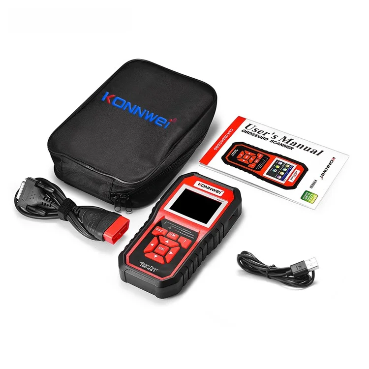 KONNWEI KW850 OBD2 Scanner Code Reader OBD II Automotive Scanner Car Diagnostic Scan Tool Check Engine Tool (Support 8 Languages) - Vermelho