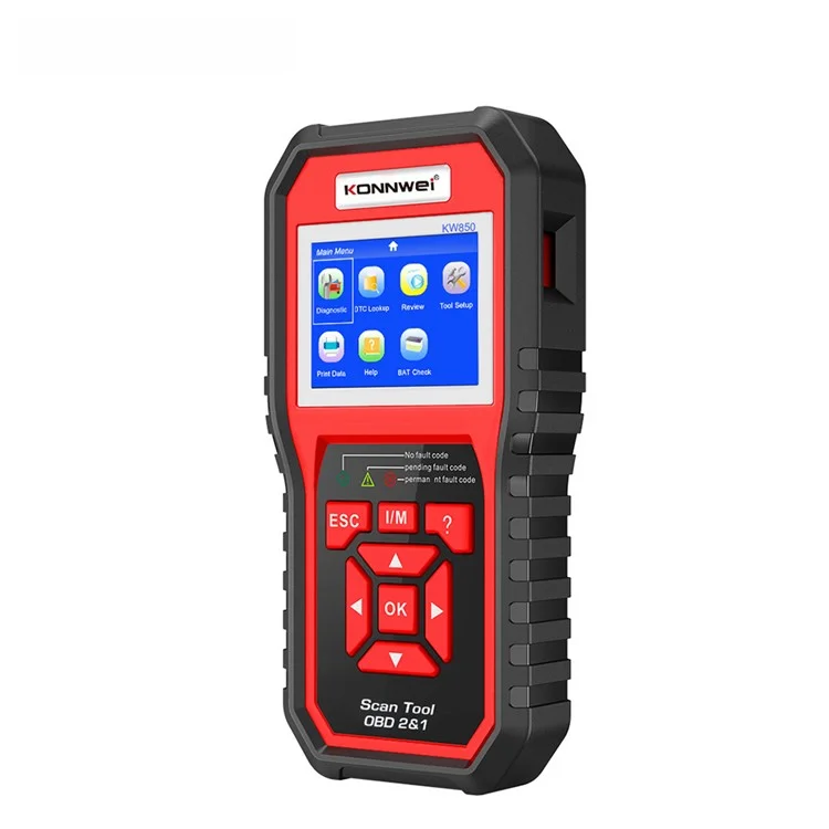 KONNWEI KW850 OBD2 Scanner Code Reader OBD II Automotive Scanner Car Diagnostic Scan Tool Check Engine Tool (Support 8 Languages) - Vermelho