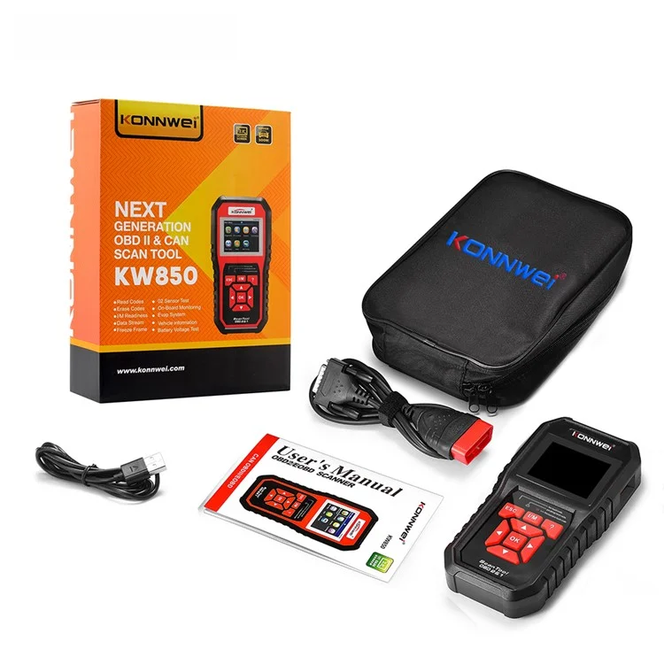 KONNWEI KW850 OBD2-Scanner-Codelleser OBD II Automotive Scanner Auto-Diagnose-Scan-Tool Check Engine Tool (unterstützt 8 Sprachen) - Schwarz