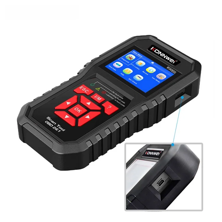 KONNWEI KW850 OBD2 Scanner Code Reader OBD II Automotive Scanner Car Diagnostic Scan Tool Check Engine Tool (Support 8 Languages) - Black