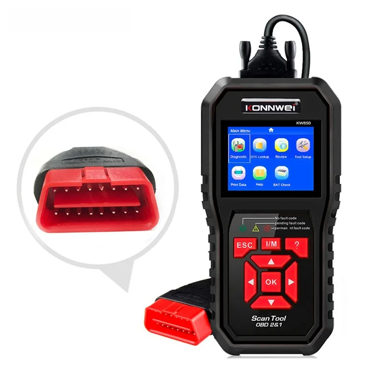KONNWEI KW850 OBD2-Scanner-Codelleser OBD II Automotive Scanner Auto-Diagnose-Scan-Tool Check Engine Tool (unterstützt 8 Sprachen) - Schwarz
