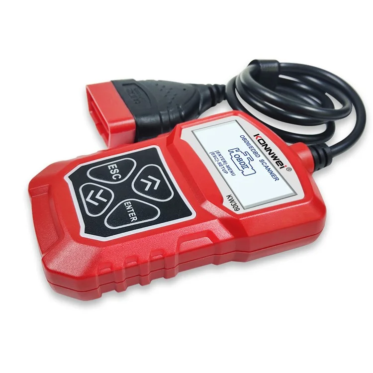 Konnwei Kw309 Outil de Diagnostic Automobile OBD2 Lecteur de Code Autoscanner EOBD Machine de Numérisation OBDII Scanner - Rouge