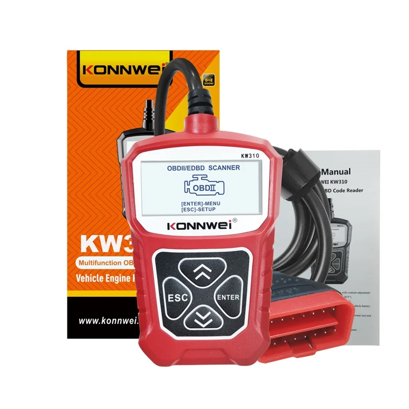 KONNWEI KW310 Car Engine Trouble Code Detector Scanner Seven Language Supported - Red