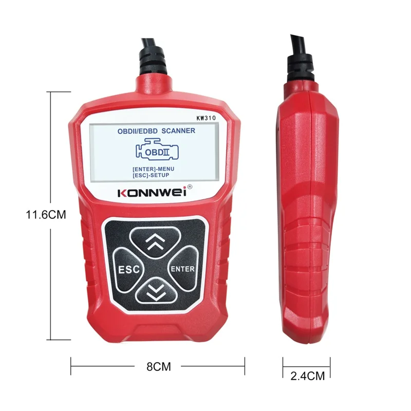 KONNWEI KW310 Car Engine Trouble Code Detector Scanner Seven Language Supported - Red