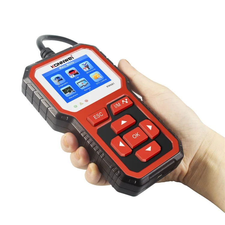 Konnwei KW681 2 en 1 6-12V Tester de Batería de Automóvil OBD2 Cars Falla Diagnóstico de Diagnóstico Analizador de Baterías