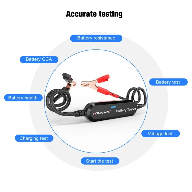 Konnwei BK100 Automobile Sans Fil Bluetooth 6V 12V Batterie Testeur CCA Testeur De Voiture Analyseur De Charge De La Batterie De Voiture - Le Noir