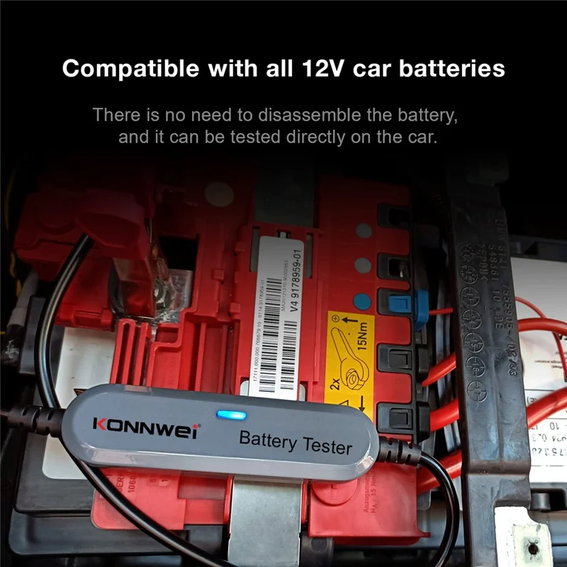 KONNWEI BK100 Automotive Wireless Bluetooth-compatible 6V 12V Battery CCA Tester Car Battery Charging Analyzer - Silver