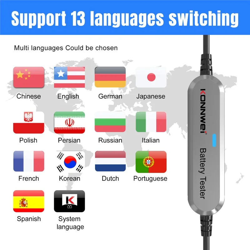 KONNWEI BK100 Automotive Wireless Bluetooth-compatible 6V 12V Battery CCA Tester Car Battery Charging Analyzer - Silver