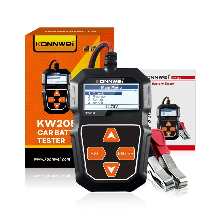 KONNWEI  KW208 Automotive Battery Tester Car Digital 12V 100-2000CCA Cranking Charging System Test Tool
