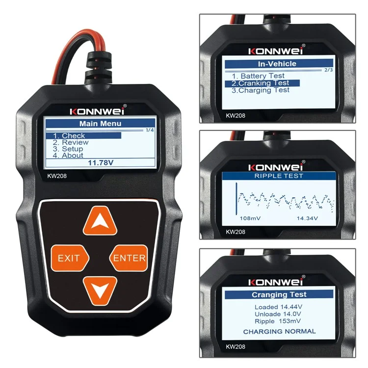 Konnwei KW208 Automotive Battery Tester Car Digital 12V 100-2000CCA Strumento Di Prova Del Sistema Di Ricarica