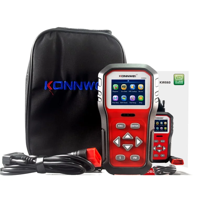 KONNWEI KW860 OBDII Código de Código Leitor do Leitor do Leitor do Motor do Metor de Fala Ease/reset Códigos de Falha Scanner de Diagnóstico