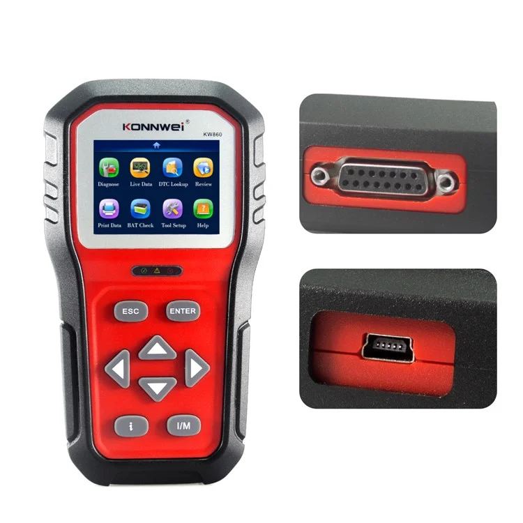 KONNWEI KW860 OBDII Scanner Code Reader Engine Fault Reader Erase/Reset Fault Codes Diagnostic Scanner