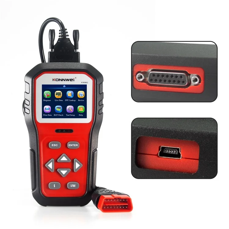 KONNWEI KW860 OBDII Scanner Code Reader Engine Fault Reader Erase/Reset Fault Codes Diagnostic Scanner