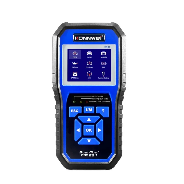 KONNWEI KW450 Leitor de Código OBDII Scanner Leitor de Falha de Motor Scanner de Diagnóstico para VW Audi Skoda 