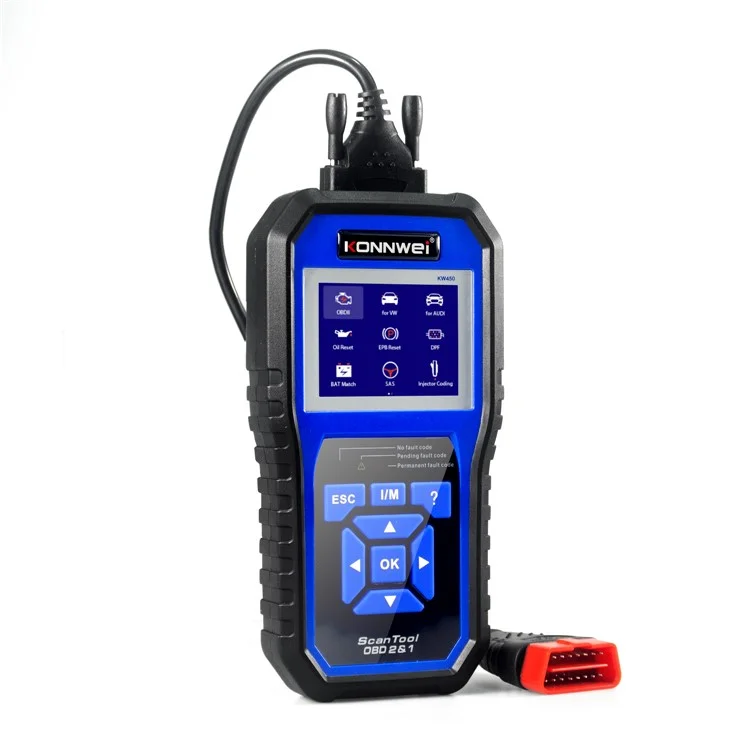 KONNWEI KW450 Leitor de Código OBDII Scanner Leitor de Falha de Motor Scanner de Diagnóstico para VW Audi Skoda 