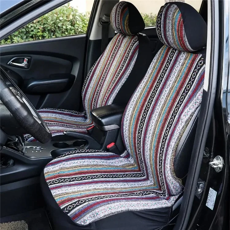 4 piezas / Conjunto de estilo étnico Cubierta de asiento delantero de coche de cobertura completa Protector Antideslizante Automotriz Cubierta de cojín (2 x Cubierta de reposacabezas + 2 x Cubierta de asiento delantero)