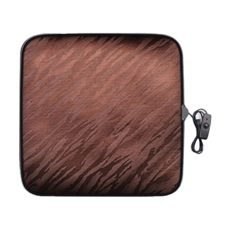 Portable USB Heated Car Seat Cushion Fast Heating Car Seat Mat for Winter Driving Car Accessory - Coffee