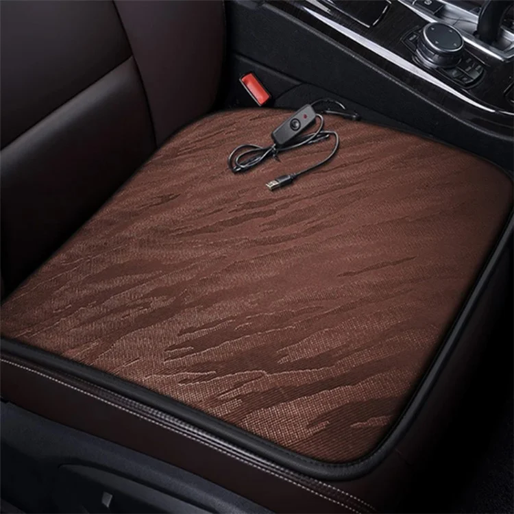 Portable USB Heated Car Seat Cushion Fast Heating Car Seat Mat for Winter Driving Car Accessory - Coffee