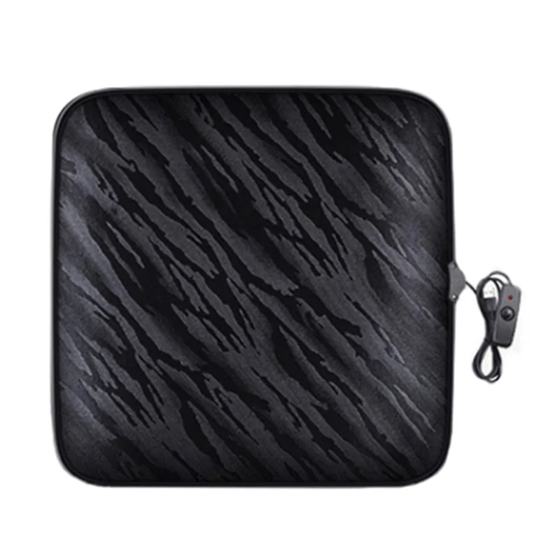 Portable USB Heated Car Seat Cushion Fast Heating Car Seat Mat for Winter Driving Car Accessory - Black