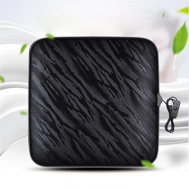 Portable USB Heated Car Seat Cushion Fast Heating Car Seat Mat for Winter Driving Car Accessory - Black