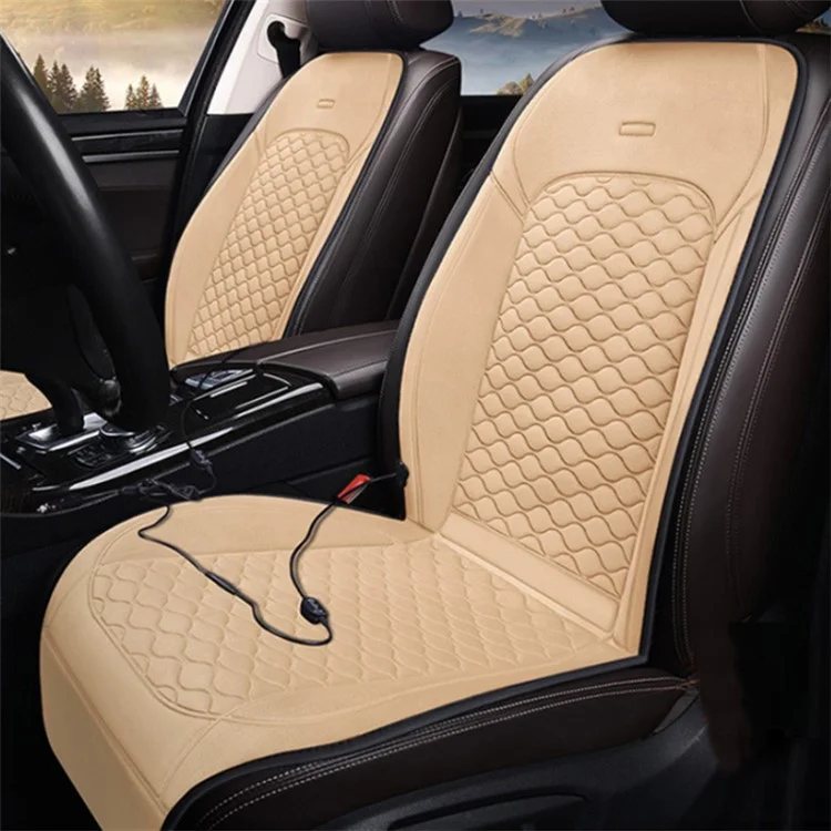 Car Winter Heated Short Plush Seat Cushion for 12V Car Electric Fast Heating Seat Cushion, Cigarette Lighter Power - Red