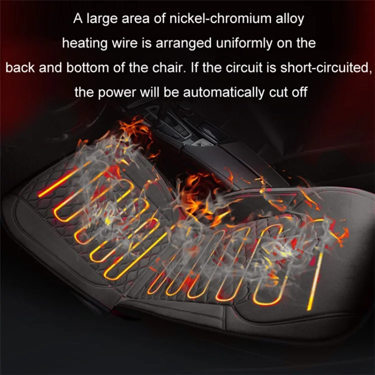 Car Winter Heated Short Plush Seat Cushion for 12V Car Electric Fast Heating Seat Cushion, Cigarette Lighter Power - Red