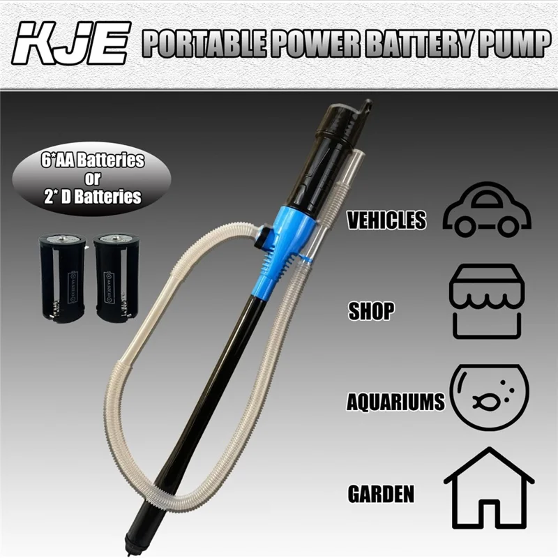 Portable Electric Fuel Transfer Pump Battery Powered Siphon Pump for Car Gas Tank and Water - Blue