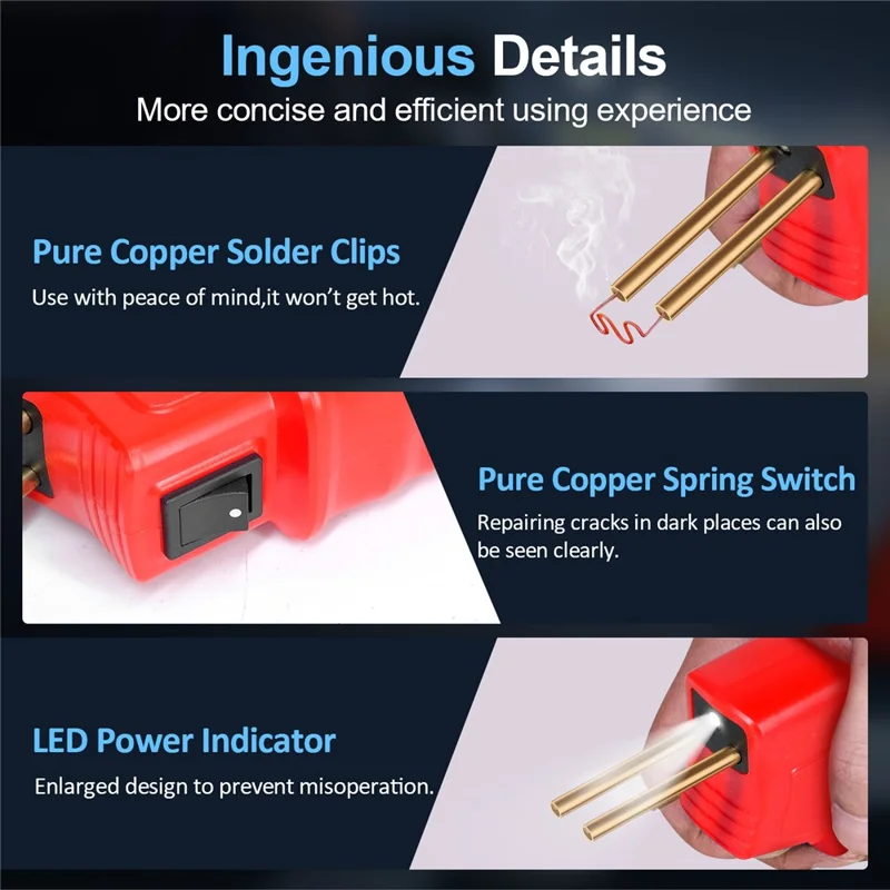 HLW-500 50W Mini Handheld Welding Gun Car Bumper Repair Welding Tool - Red EU Plug