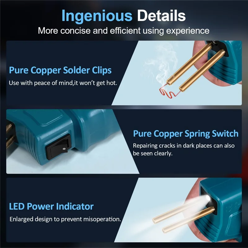 HLW-500 50W Mini Handheld Welding Gun Car Bumper Repair Welding Tool - Cyan EU Plug