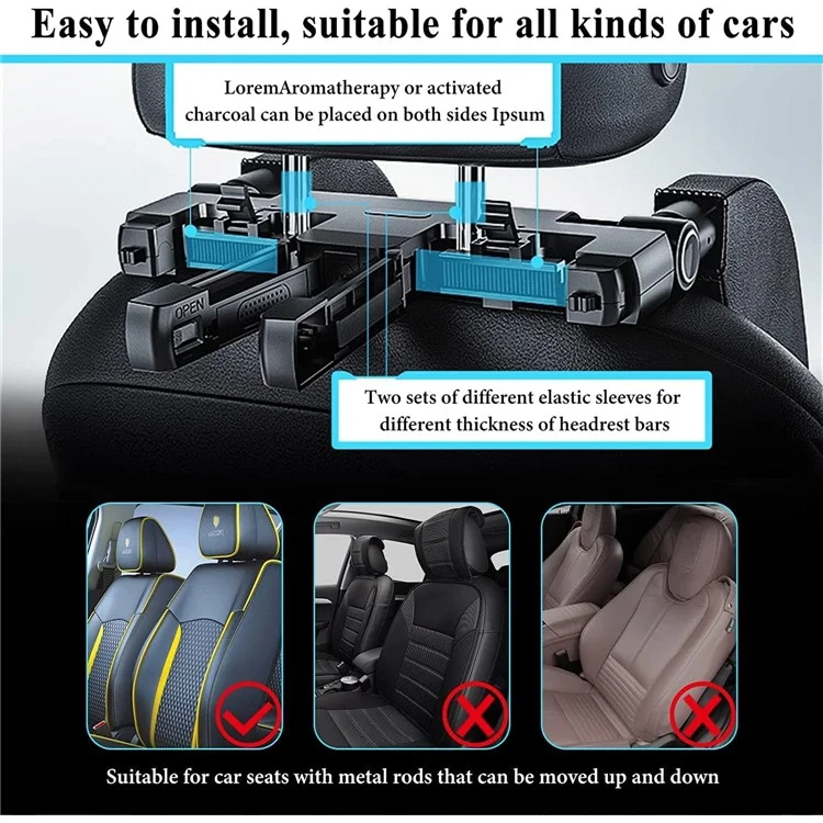 Descanso de cabeça para carro A05 Two Side Pillow para crianças e adultos, com espuma de memória - Preto