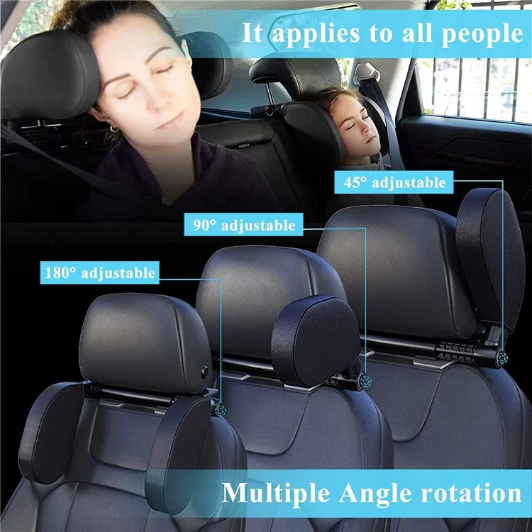 A05 Car Headrest Two Side Pillow Children Adult Car Seat Memory Foam Head Rest Cushion with Hook - Brown