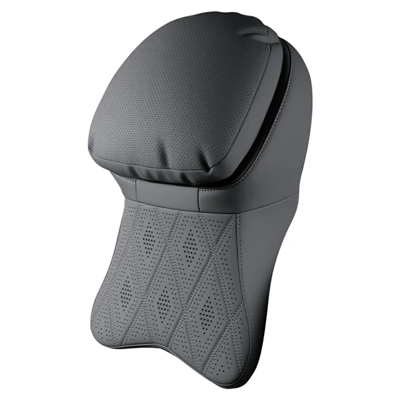Car Headrest Cushion Perforated Nappa Texture Leather Memory Foam Ergonomic Neck Pillow - Black