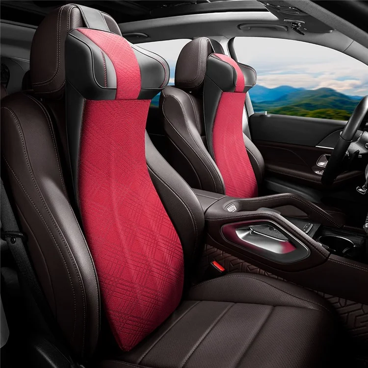 Xionguan LT001 2-en-1 Carrero Lumbar Lumbar Cushion Cushion Memory Foam Fatiga Aliviar el Cojín de Espalda Del Asiento Del Asiento - Rojo