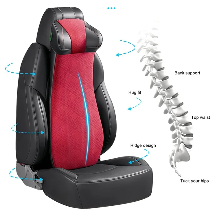 Xionguan LT001 2-en-1 Carrero Lumbar Lumbar Cushion Cushion Memory Foam Fatiga Aliviar el Cojín de Espalda Del Asiento Del Asiento - Rojo