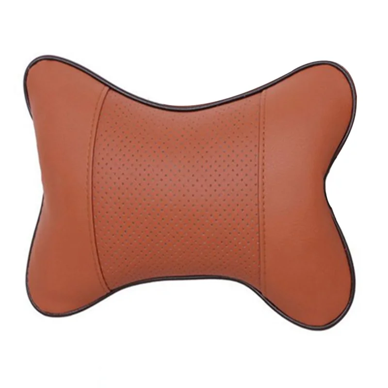 097 Breathable PU Leather Neck Pillow for Car Seat Headrest Cushion Auto Neck Cushion - Brown